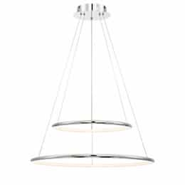 24-in 54W Round 2-Tier Pendant Chandelier, 120V, 2380 lm, 3000K, CHRM