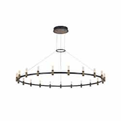 60-in 96W LED Chandelier, Round, Dim, 3360 lm, 120V, 3000K, Brass