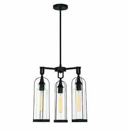 17-in 180W LED Chandelier, Dimmable, 3-Light, 120V, Black