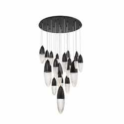 39-in 90W LED Chandelier, Dim, GU10, 120V, 9250 lm, 3000K, Black