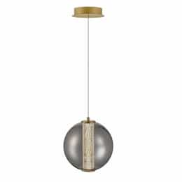 9-in 7W Atomo LED Pendant, 1-Light, 120V, 3000K, Gold/Smoked