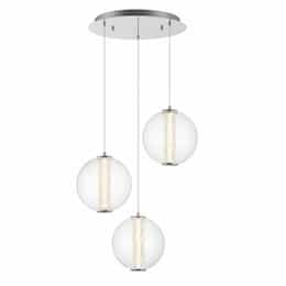 21-in 21W Atomo LED Pendant, 3-Light, 120V, 3000K, Chrome/Clear