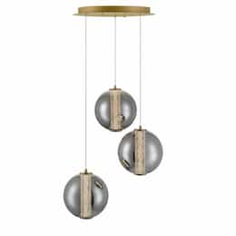 21-in 21W Atomo LED Pendant, 3-Light, 120V, 3000K, Gold/Smoked