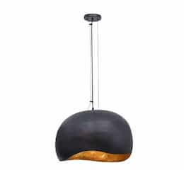 24-in 180W Baleia Pendant, 3-Light, E26, 120V, Black/Gold