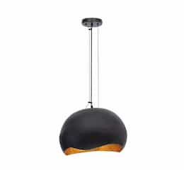 18-in 120W Baleia Pendant, 2-Light, E26, 120V, Black/Gold