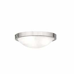 12-in 19W LED Flush Mount Ceiling Light w/Alabaster Glass, 1500 lm, 3000K, Brushed Nickel