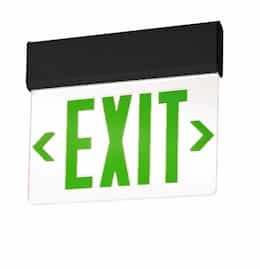 LED Edge Lit Exit Sign, Black Housing w/ Green Letters