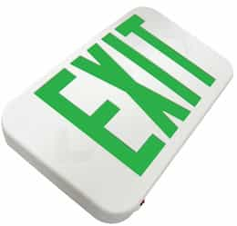 GlobaLux Green LED Exit Sign w/ Battery Backup, 120V-277V, White