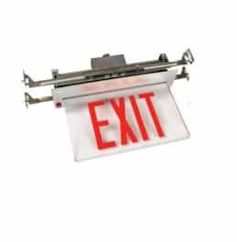 2-Face Recessed Edge Lit Exit Sign, Aluminum Housing, Red Letters