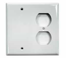 GP 2-Gang Plastic Receptacle & Blank Wall Plate, White