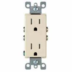 15 Amp Decora Duplex Receptacle Outlet, Almond