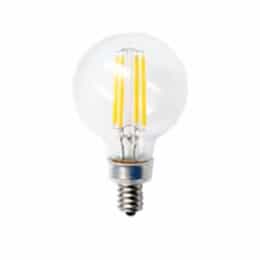 2.5W LED G16.5 Filament Globe Bulb, 120V, E12, 180 lm, 3000K, Clear
