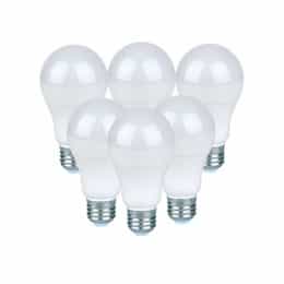 9W LED A19 Bulb, Dimmable, 800 lm, 80 CRI, E26, 2700K, Frosted, 6-Pack