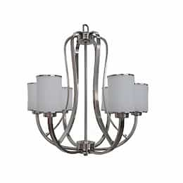 60W Lexington Chandelier, 6-Light, White Glass, Brushed Nickel