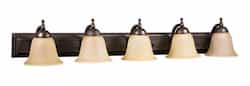 60W Vanity Light, 5 Lights w/ Tea Stained Glass, Oil Rubbed Bronze