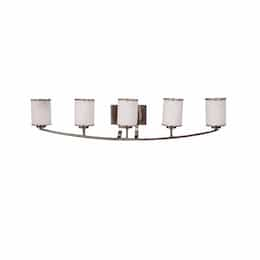 60W Lexington Vanity, 5-Light, White Glass, Brushed Nickel