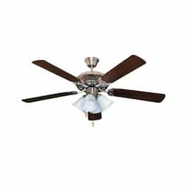 HomEnhancements 52-in Ceiling Fan, White, 4-Light, 3-Speed, 3859 CFM, Br. Nickel