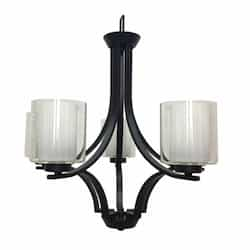 60W Sonora Chandelier, 3-Light, Clear & White Glass, Matte Black