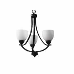 60W Victoria Chandelier, 3-Light, Clear Glass, Matte Black