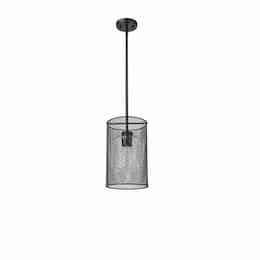 60W Salerno Mesh Pendant Light, Cylinder, Matte Black