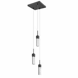 Soffi Glass Pendant Light, 3-Light, Cube, Matte Black