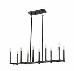 60W Kosi Candelabra Pendant Light, 10 Light, Matte Black