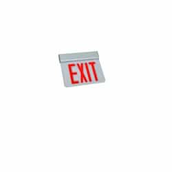 Recessed Mount Exit Sign w/ BBU, One Side, 120V/277V Red/Aluminum