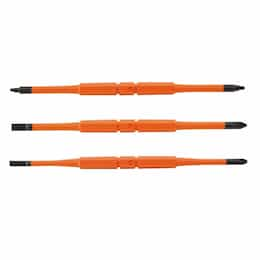 Double-End Screwdriver Blades, Insulated, 3 Pack