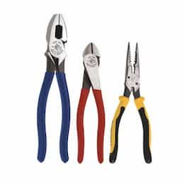 Klein Tools 3 Piece Plier Set w/ Spring Return, Dipped Handle