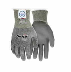 Ninja Max Polyurethane Coated Palm Gloves, Gray, Large