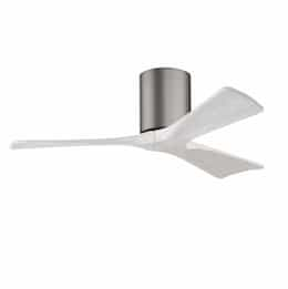 42-in 17W Irene-3H Flush Mount Ceiling Fan, White Blades, Pewter