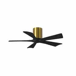 42-in 25W Irene Ceiling Fan, DC, 6-Speed, 5-Black Blades, Brass