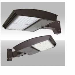 320W LED Area Light w/ Arm, Wide, 277V-480V, Selectable CCT, Bronze