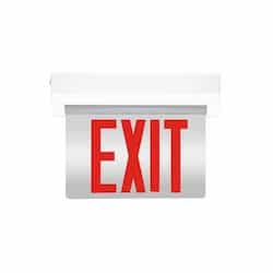 4.2W LED Edgelit Exit Sign w/ Red Letters, 1 Side, 120V-277V, White