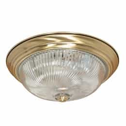 3-Light 15" Flush Mount Ceiling Light Fixture, Antique Brass