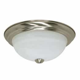 13W 11" Flush Mount Ceiling Fixture, Brushed Nickel, Alabaster Glass