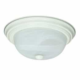 13W 11" Flush Mount Fixture, Textured White, Alabaster Mushroom Glass