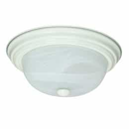 13W 13" Flush Mount Fixture, Textured White, Alabaster Mushroom Glass