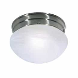 Small Flush Mount Light Fixture, Brushed Nickel, Alabaster Mushroom Glass