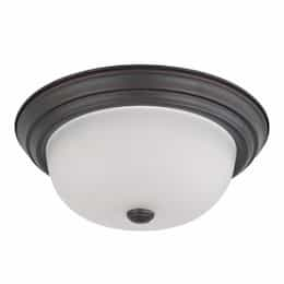 13W Fluorescent 13" Flush Mount Ceiling Light, Mahogany Bronze