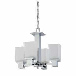 60W Parker Chandelier w/ Sandstone-Etched Glass, Polished Chrome