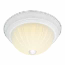 13" 2-Light Flush Mount Light Fixture, White, Frosted Melon Glass