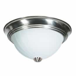 13" 2-Light Flush Mount Light Fixture, Brushed Nickel, Frosted Melon Glass