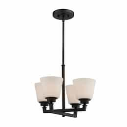 Mobili 4-Light Chandelier Light Fixture, Aged Bronze, Satin White Glass