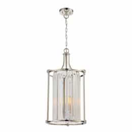 Krys 4-Light Crystal Foyer Pendant Light Fixture, Polished Nickel