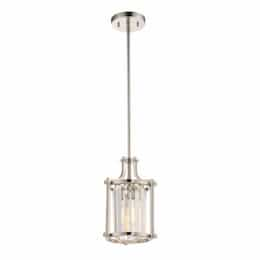 Krys Crystal Mini Pendant Light Fixture, Polished Nickel