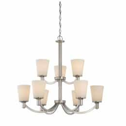 Laguna 2-Tier Chandelier Hanging Light, Brushed Nickel, White Glass