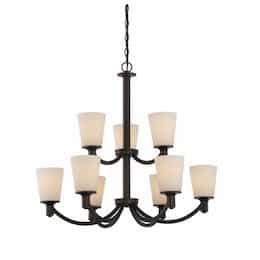 Laguna 2-Tier Chandelier Light, Forest Bronze, White Glass