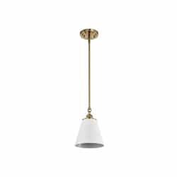 60W Dover Pendant, 110V, White/Vintage Brass, Small