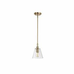 Nuvo 60W Dover Pendant, 110V, Clear Glass/Vintage Brass, Small